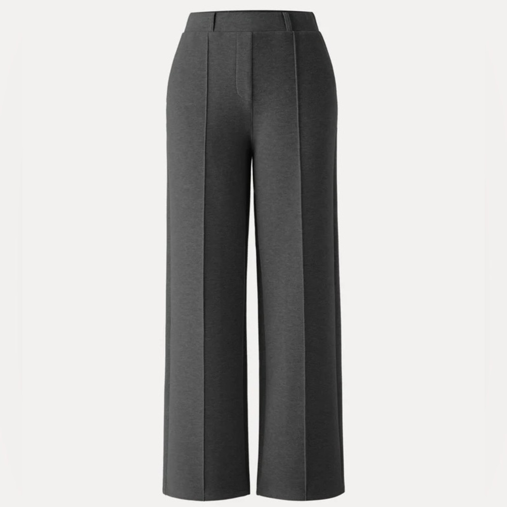 OGL FuzzLuxe High Waisted Straight Leg Pull On Pants Deep Grey Size L